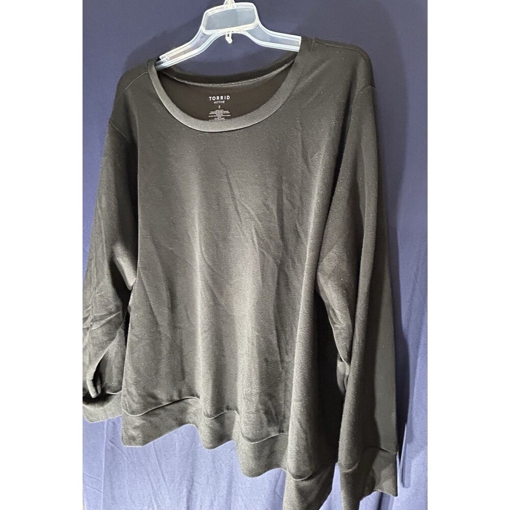 Torrid Active Sweatshirt Womens 5 5X Plus Black Crewneck Banded Pullover Cozy